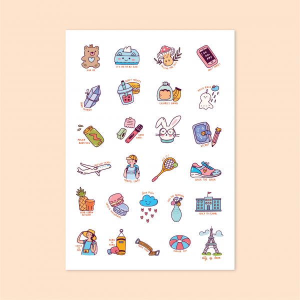 108- Sevimli Kawaii Sticker Sayfası